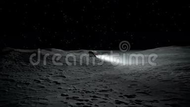 月球车在月球上。 <strong>太空探险</strong>。 真实三维动画